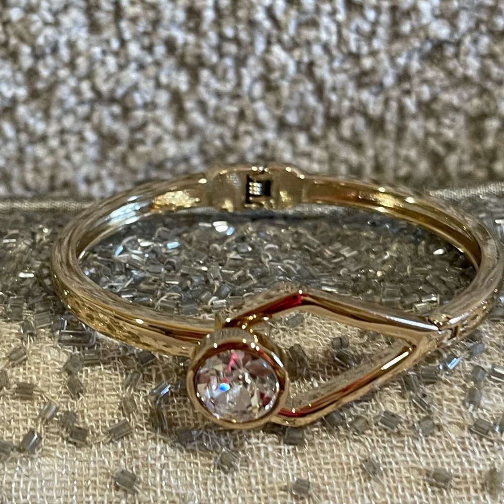 WHBM Elegant Crystal Hinged Oval  Bangle Bracelet